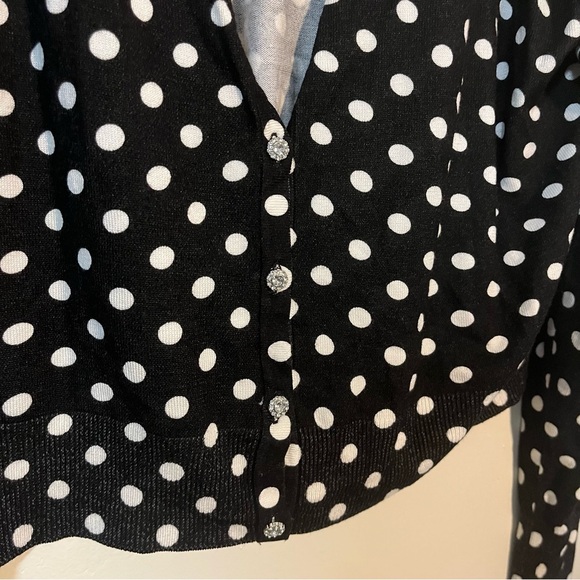 Torrid Plus Size 2 Black White Polka Dot Cardigan Sweater Rhinestone Buttons - Picture 3 of 7